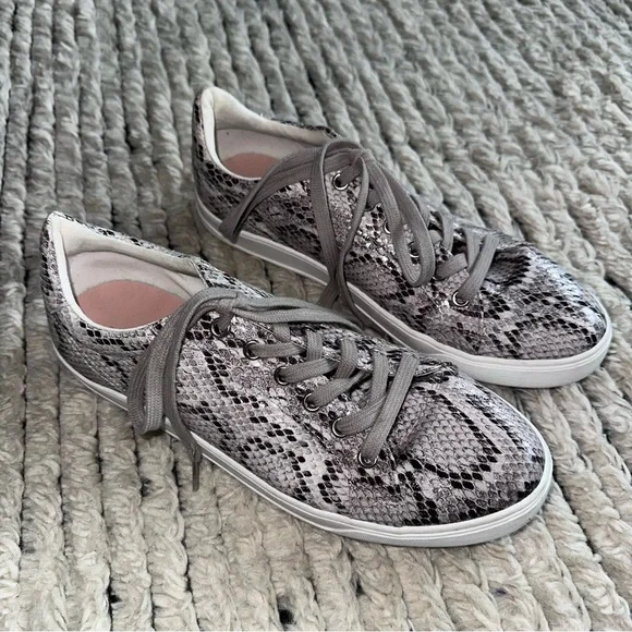 Topshop Shoes Topshop Snakeskin Print Sneakers Size In Grey